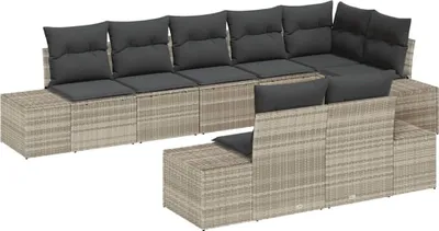 Produktbild von vidaXL Gartensofa-set 8 stk. Hellgrau Poly Rattan
