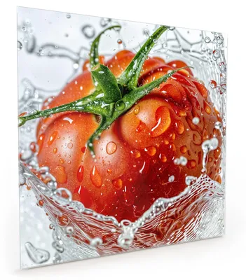 Produktbild von Küchenrückwand Spritzschutz Glas mit Motiv Tomate im Wasser 40 x 40 cm