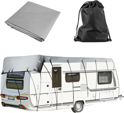 Image de Bâche de protection pour camping-car, couverture de toit imperméable pour caravane, bâche de protection de toit universelle 210D pour camping-cars et caravanes,Gris,5mx3m