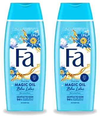 Immagine prodotto di 2 flaconi di gel doccia "Fa Magische Olie" - profumo di loto blu - 250 ml - confezione - 2 pezzi