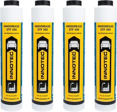Immagine prodotto di 4 pezzi INNOTEC INNOGREASE STF 300 LS Cartuccia di grasso 400 g – grasso multiuso resistente agli urti e alla pressione, stabile a lungo termine, idrorepellente