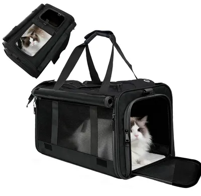 Productafbeelding van Opvouwbare transportbox voor honden en katten, ademend, 46x30x30 cm, gemaakt van 600D Oxford-stof