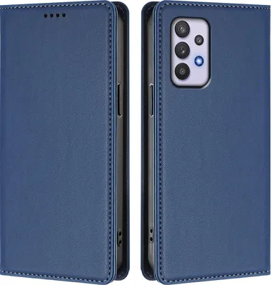 Produktbild von Handyhülle für Samsung Galaxy A32 5G, Kunstleder Klapphülle Stoßfeste Magnetische Hülle mit Ständer Dunkelblau