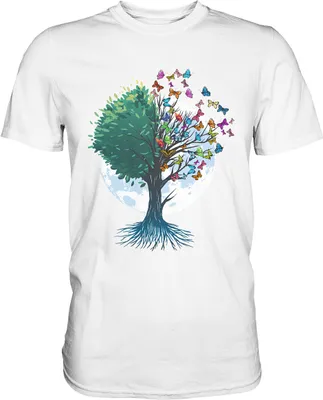 Produktbild von Natur Schmetterling Baum T-Shirt – White / M
