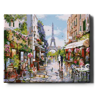 Immagine prodotto di Oh Art! - Set di pittura per numeri con vedute della città - 40x50cm, con cornice in legno e pennelli fai da te