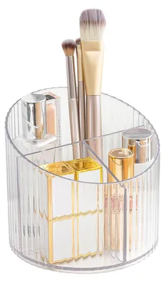 Image de Solidchoice - Support pour pinceaux de maquillage avec 3 compartiments, organisateur en acrylique pour bureau