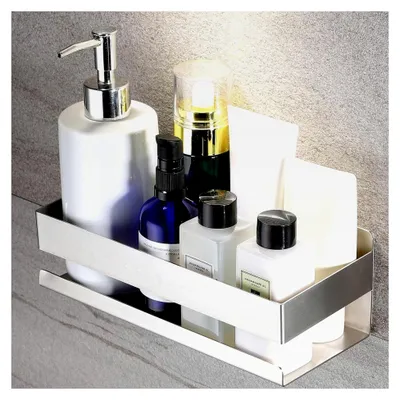 Produktbild von Duschablage ohne Bohren – Selbstklebender Badezimmerorganizer aus rostfreiem Edelstahl, platzsparende Shampoo-Halterung für die Dusche mit großer Kapazität, Silber
