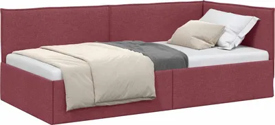 Obrázok produktu pre vidaXL Rohový rám postele s čelom vínovo červený 90 x 200 cm látka