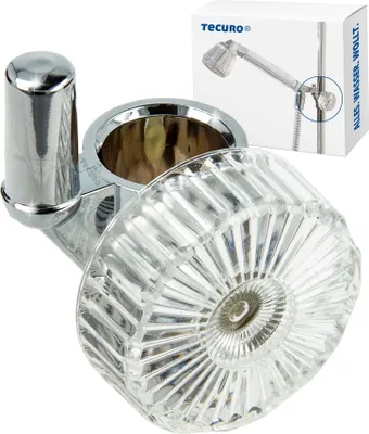 A close-up product shot of a shower slide holder with a box in the background.