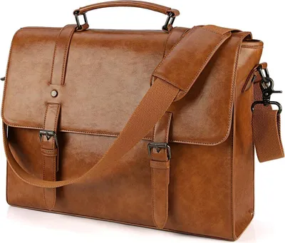 Image de Lubardy Sac à bandoulière Hommes 15.6 pouces Imperméable Vintage Sac en cuir Marron