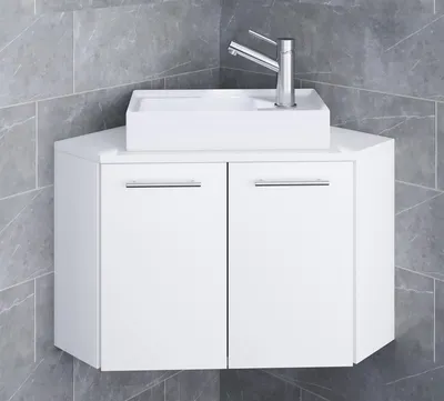 Produktbild von VCM 2-tlg Set | Waschplatz für Gäste WC | Gästebad | Waschtisch Toilette | Badmöbel Eckschrank | Badezimmer Set – Vilosa
