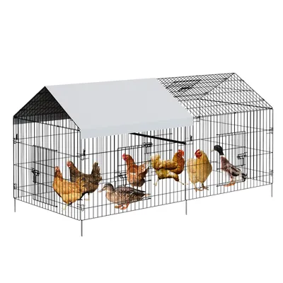 Image de Poulailler Poulailler métallique portable avec enclos étanche pour volailles, lapins et canards 2x1x1m
