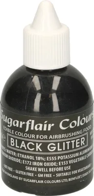 Produktbild von Sugarflair Airbrush Lebensmittelfarbe Glitter Schwarz 60ml