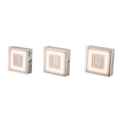 Produktbild von 3er Set LED Aufbaustrahler, nickel-matt, quadratisch, L 9 cm