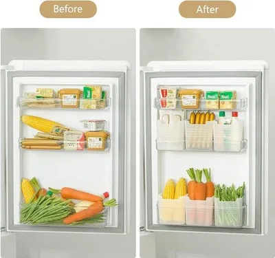 Produktbild von Unyqoos® Kühlschrank-Organizer – 3er-Set transparente Kunststoff-Aufbewahrungsboxen (11,7×9,7×12,4 cm) für Kühlschrank, Gefrierschrank & Küchenschrank
