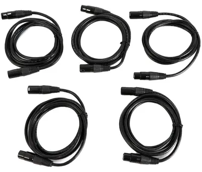 Image de Jeu de câbles DMX, 5 pièces, XLR à 3 broches, noir