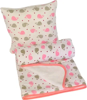 Produktbild von Babyset für Kleinkinder Walfisch rosa 35x35, 90x100 cm
