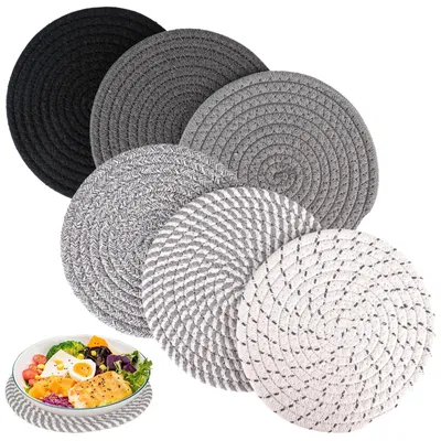 6er-Set runde Untersetzer, 18 cm, hitzebeständig, Baumwolle