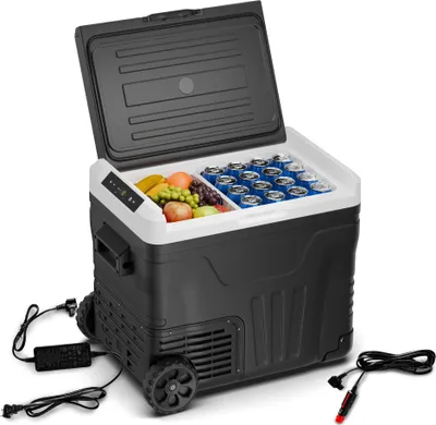 Image de Klarstein PolarForce 50L Glacière - Glacière électrique à compression, LCD, -20°C à 20°C, roues tout-terrain, poignées doubles, protection de la batterie, idéale pour camping & voyages, congélateur