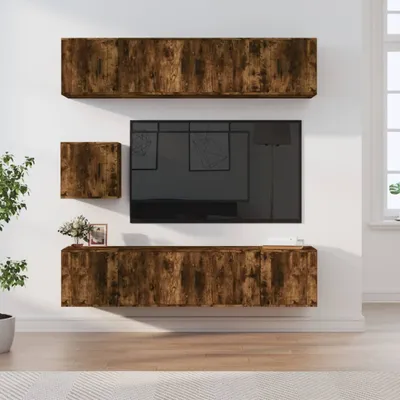 Produktbild von The Living Store 7-tlg. TV-Schrank-Set Räuchereiche Holzwerkstoff