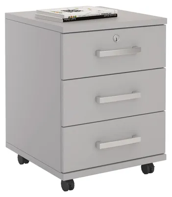 Produktbild von Rollcontainer Bürocontainer Büroschrank VANCOUVER, in lichtgrau, abschließbar mit 3 Schubladen, 44 x 58 x 45 cm
