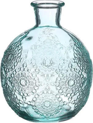 Produktbild von Kugelvase Bologna mit der Höhe 12 cm und 17 cm und in 6 Farben wählbar | Kugelflasche | Glasflaschen | kleine Deko Vasen | kleine Flaschen | Tischdeko Vasen | Hochzeit Vasen , Farbe:Hellblau, Größe:h.12 Ø9.5 cm