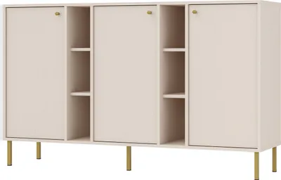 Produktbild von Masseno Kommode TORINO 158 cm Sideboard mit 3 Türen für Wohnzimmer Schlafzimmer Modern 158x41x95 cm Beige / Beige