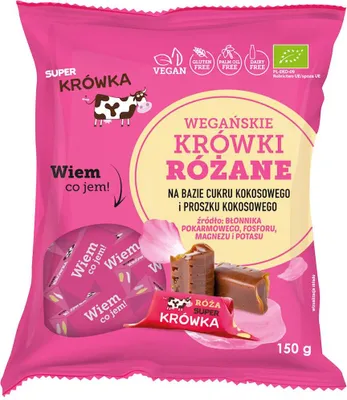 KRÓWKI O SMAKU RÓŻANYM BEZMLECZNE BEZGLUTENOWE BIO 150 g - ME GUSTO (SUPER KRÓWKA)
