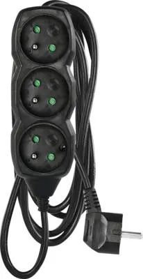 Obrázek produktu pro EMOS Prodlužovací kabel 3 m / 3 zásuvky / černý / PVC / 1 mm2, PC0313