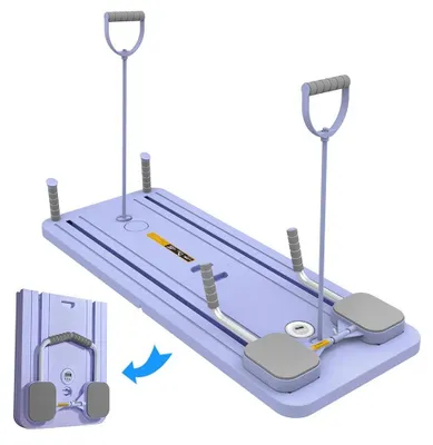 Zdjęcie produktu dla Deska do pilatesu – 4 w 1: wałek do mięśni brzucha i deska treningowa – składana – urządzenie do ćwiczeń mięśni tułowia – do domowej siłowni – trening siłowy – fioletowa