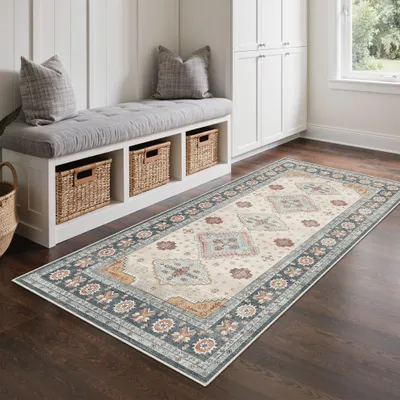 Zdjęcie produktu dla Elzusha - Dywan w stylu boho, vintage, 80 x 150 cm, z antypoślizgową powłoką