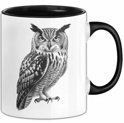 Produktbild von Eule Tierliebhaber Tasse Geschenk Lustige Geschenkidee Spruch (Schwarz)