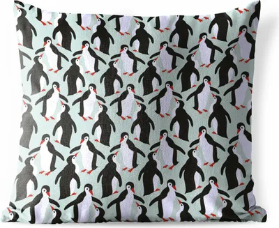 Produktbild von MuchoWow® Outdoor Kissen - Illustration eines Musters von Pinguinen - 60x60 cm - Wetterfest - Lounge Kissen - Dekoration - Schlaf Kissen