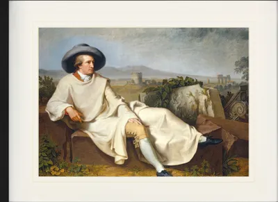 Obrázek produktu pro Johann Heinrich Wilhelm Tischbein Zarámovaný obraz s jemným paspartováním | nástěnné obrazy | v rámu - Goethe v Kampánii, 1787 (60 x 80 cm)