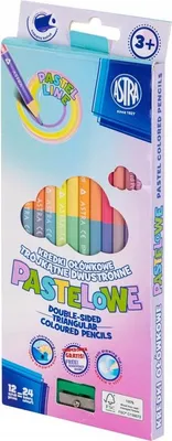 Image de Crayons triangulaires double face 12-24 couleurs pastel +tmp Astra