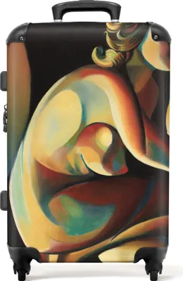 Produktbild von NoBoringSuitcases.com® Großer Koffer - Frau - Porträt - Kunst - Abstrakt - Kombinationsschloss TSA - Hartschalen Trolley 4 Rollen - 72 liter - Reisekoffer - 66 cmKoffer Mittelgroß 67x43x25 cm, 72L,