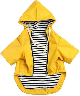 Produktbild von Ibenzoa® Hunde-Regenjacke aus Baumwolle, doppellagig wasserdicht, atmungsaktiv, reflektierende Details, abnehmbare Kapuze, verstellbarer Bund & Reißverschluss