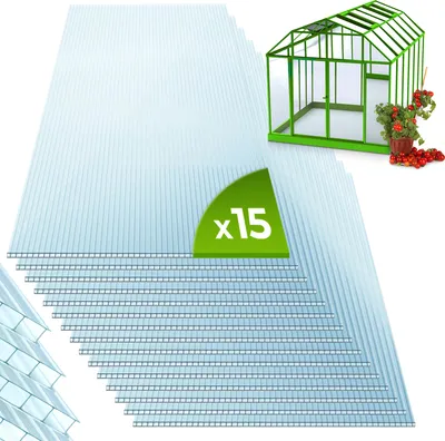 Produktbild von 15x Polycarbonat Hohlkammerplatten 4mm Doppelstegplatten Stegplatten Gewächshaus