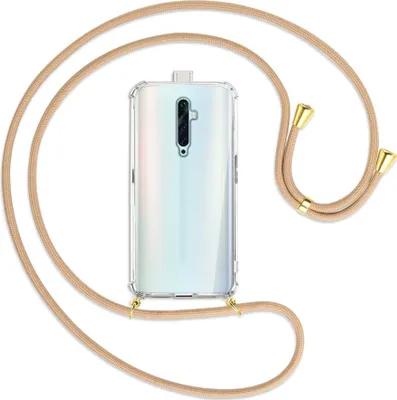 Produktbild von Handykette Backcover-Schutzhülle mit Band (Metall goldfarben) für Oppo Reno2 Z / Reno2 F - beige