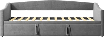 Produktbild von CDGlobal Gäste-Polsterbett Ausziehbares Schlafsofa 90x200 cm, bett mit Lattenrost, Multifunktionsbett, hautfreundlichem , Leinenstoff, Bettrahmen für Kinder, Jugend & Erwachsene,Samtstoff (Grau)