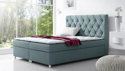 Produktbild von Polsterbett mit Stauraum Vivien Blau 160 + gratis Topper
