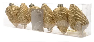 Produktbild von Christbaumschmuck Zapfen bruchfest Ø 4,5 cm H 8 cm 6 Stück gold