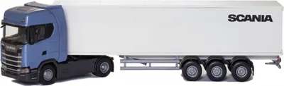 Zdjęcie produktu dla Emek 86004 Scania S410 niebieska z naczepą kontenerem Box
