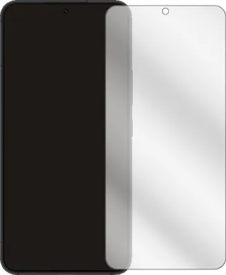 A smartphone screen protector is shown next to a smartphone.