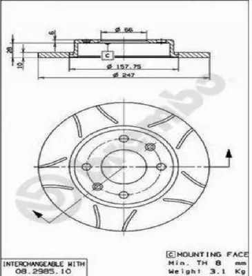 Immagine prodotto di 2x BREMBO 08.2985.75 Disco freno asse anteriore, asse posteriore