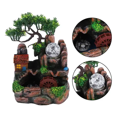 Obrázek produktu pro Simulace pryskyřice Stolní fontána Rockery Decor Atomizing Home Ornament Decoration220V EU Plug