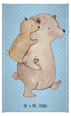 Produktbild von Mr. & Mrs. Panda Handtuch Papa Bär - Blau Pastell - Geschenk, Klein, Vatertag, badezimmer, Gästetuch, Vater, Frotteetuch, Muttertag, gäste wc, Geburtstag