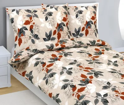 Produktbild von Leinenkrepp - Orange, grau, beige - 140x200, 70x90