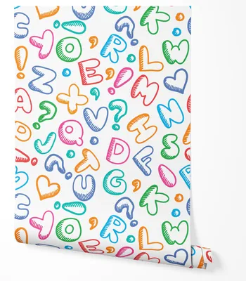 Produktbild von Selbstklebende Tapete Möbelfolie Kinderzimmer Buchstaben Bunt Alphabet Muster Lernmotiv Tapete Jungen Mädchen Zimmer Modernes Design 2,5m x 0,5m