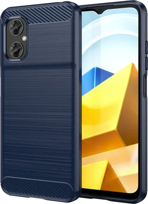 Produktbild von Xiaomi Poco M5 4G Hülle, Carbon-Faser TPU Silikon Stoßfest Schutzhülle für Xiaomi Poco M5 4G Blau